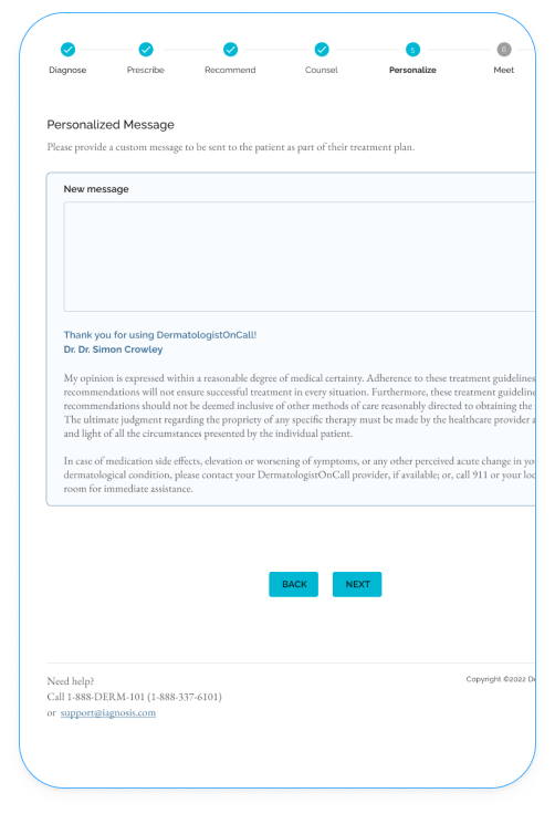 DOC web app doctor-patient messaging area.