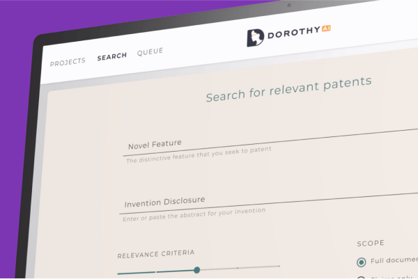 DorothyAI web app pattern search preview.