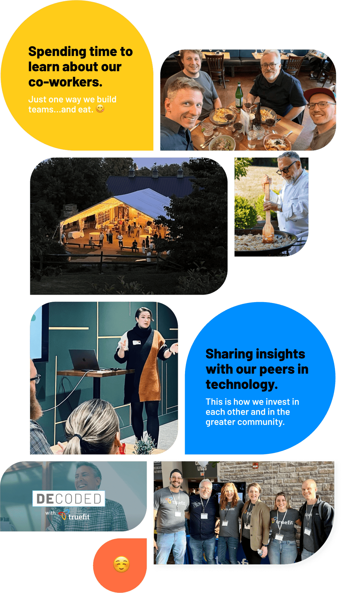 Truefit team out to dinner after the 2023 Front Conference in Utah where they discussed inspiration and training for UX designers and product managers.