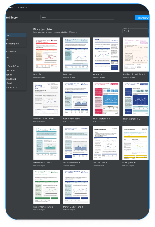 Confluence web application showcasing the all report templates.