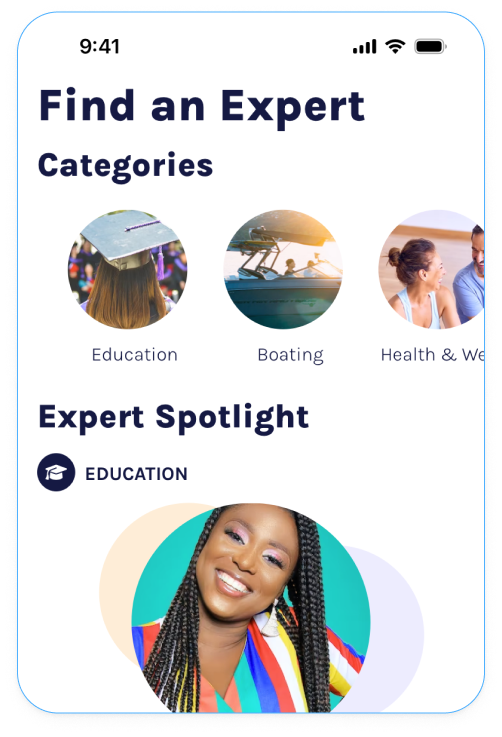 Smeeple mobile app where users can find an expert.