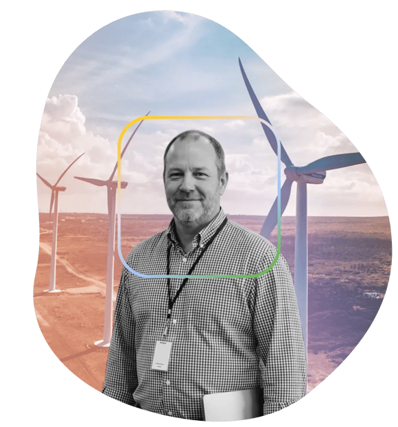 Wind turbines generating renewable power, representing Pearl Street's energy grid interconnection software platform built with Truefit.