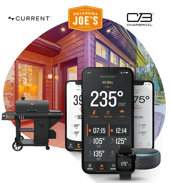 Grilling apps for Current, Char-Broil, and Oklahoma Joe's across phone, watch, and Alexa devices — Current Backyard grill, a 2024 CES Innovation Awards Honoree