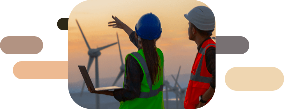 Visual montage of renewable energy sources, smart grid technology, and sustainable power infrastructure.